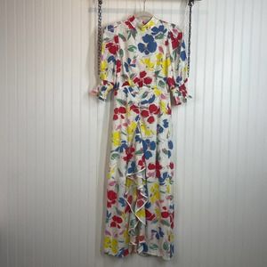 RIXO for Target Floral Mock Neck Cascade Ruffle Maxi Dress Size 0